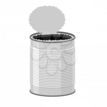 Open a tin can. Tin on a white background. Vector illustration
