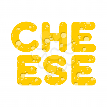 Cheese. Letters of yellow cheese texture. Vector illustration