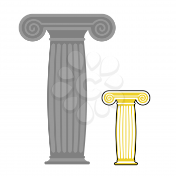 Old greek column. Vector illustration. Ancient stone high post
