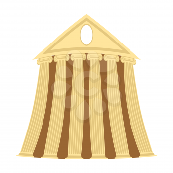 Greek temple of cartoon style on a white background. Vector illustration.
