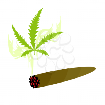 Cigarette with marijuana. Knabis sheet and smoke drug. Vector illustration
