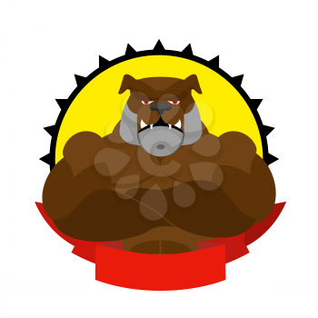 Strong dog. Logo for Sports Club. Bulldog with big muscles. Logo of  wild dog
