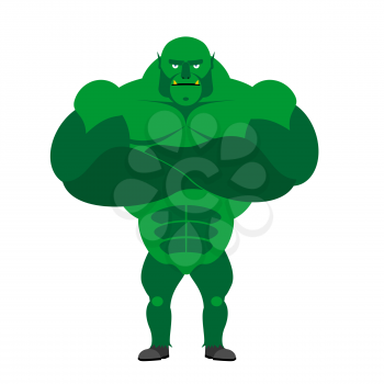 Monster BODYBUILDER on a white background. Monster with big muscles.
