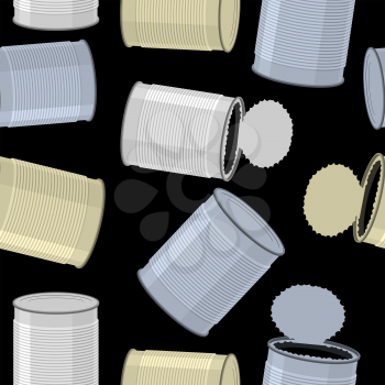Cans trash vector background. Seamless pattern Tin