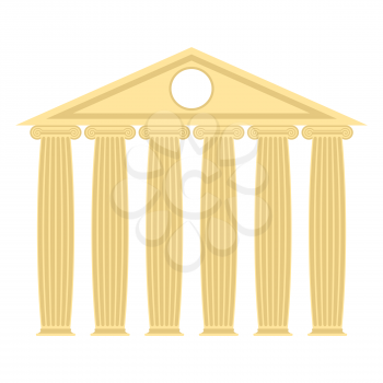 Greek temple with columns and roof. Vector illustration of ancient architecture.
