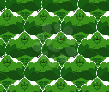 Green monsters seamless pattern. Evil and powerful Goblins. Vektor background of monsters