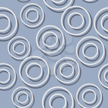 White circle with shadow seamless pattern on gray background. Abstract vector background of circles.
