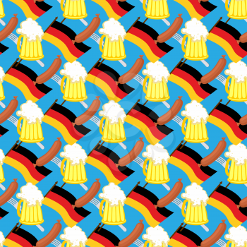 Beer mug and  flag of Germany. Seamless pattern of symbol Oktoberfest. Vector background for traditional Beer Festival