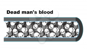 Blood of dead man. Blood cells in the form of skulls. Anatomy of blood vessel. Vienna dead man. White blood cell death.
