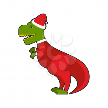 Santa Claus Tyrannosaurus. Christmas good dinosaur Christmas costume. Ancient Creeper for new year.
