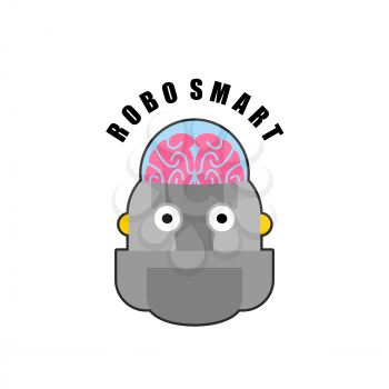 Smart robot. Emblem of Biomechanics of  human brain. Logo for intellectual anthropomorphic machines of future. Artificial intelligence.