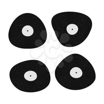 Set music black vinyl Retro plate.
