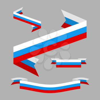 Tape flag of Russia. Design elements. Patriotic Ribbon triklor Russian flag.
