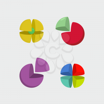 Set  logo sphere. 3d abstract ball logos. Scope of  segments. Vector illustrator