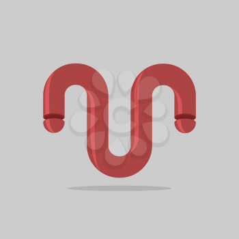 Abstract logo. Maroon 3D Bent trumpet. Business design template. Vector illustration.
