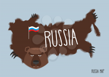 Map of Russia in the form of bear skins. Vector illustration

