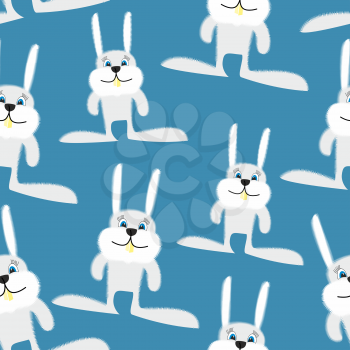 Hares and rabbits seamless pattern. Vector background of animals
