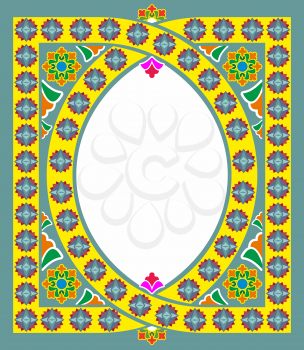Islamic and Arabic frame pattern with space for text. Geometric abstract Oriental motif. Muslim
decorative rug. Vector background illustration