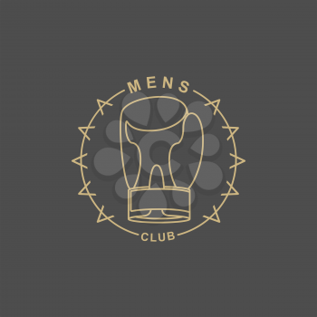 Mens Club logo. Emblem for  sports club for men. Sign of Sports Hall. Boxing Glove and barbed wire. Logo for forbidden fisticuffs, fights. Underground club
