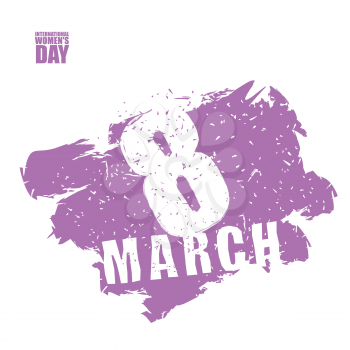 8 March. Sign in grunge style. Smear brush. International womens day. Logo for spring holiday
