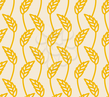 Wheat ears seamless pattern. Golden Rye background. Wheatfield infinite. Seeds yellow field of rye. Grain ornament.
