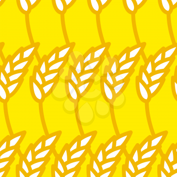 Golden grains seamless pattern. Yellow wheat background. Ornament of rye. Farm activities for preparation of flour
