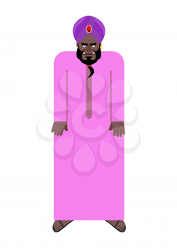 Sheikh in  national Arab robe and turban. Vector illustration of an oriental man on white background.
