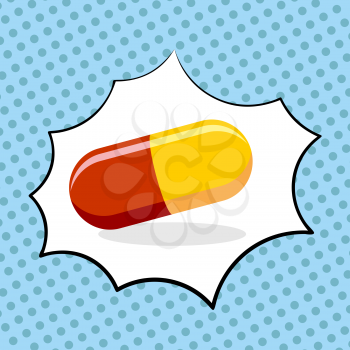 Medicine pill pop art. Medicinal drugs. Vector illustration