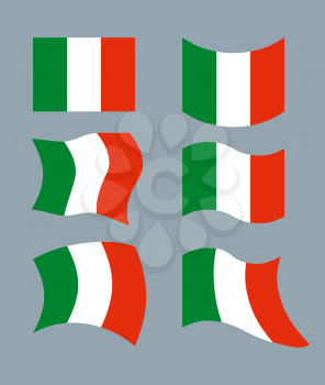 Italy Flag. Developing Italian flag. Set various flags of Italian State. Patriotic emblem of State.
