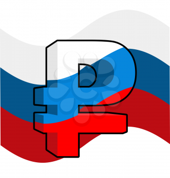Russian ruble. Sign of Russian money. Flag of Russia. Logo for Russian cash
