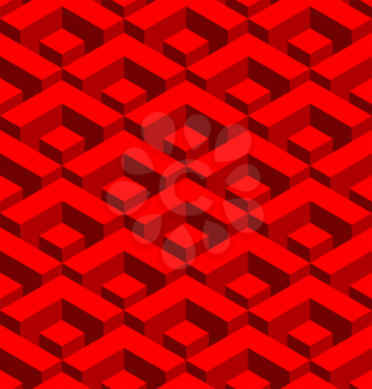 Red geometric 3D seamless pattern. Abstract fabric ornament
