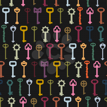 Retro key seamless background. Old colorful key pattern
