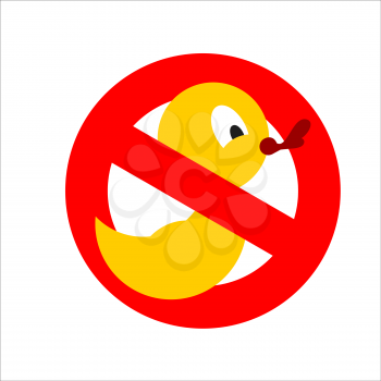 Banning sign. Yellow rubber duck for bathing crossed. Dont quack. You cannot bathe