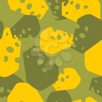 Military camouflage cheese. Cheesy army texture for clothing. Protective seamless pattern.
