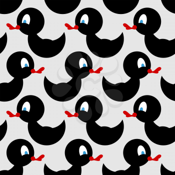 Black rubber duck seamless pattern. Vector background of childrens toys.
