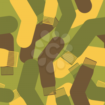 Army pattern of socks. Military Vector texture camouflage sock. Soldier protective seamless pattern.
