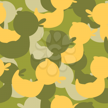  Military camouflage rubber ducks. Military Vector texture. Soldier protective seamless pattern