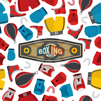 Boxing Seamless Pattern, sports background. Boxing equipment: gloves and helmet. Vector illustration