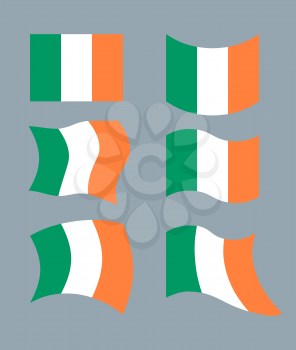 Flag of Ireland. Set flag of Irish State. Developing green, Orange flag. Political sign of ountry
