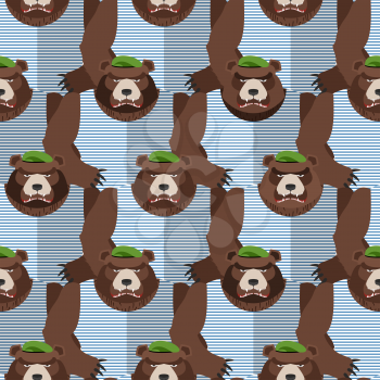 Russian soldiers bears in Green Berets. Seamless pattern of animals. Vector illustration
