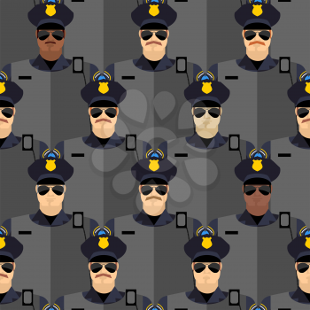 Police officers seamless pattern. police stand guard. Vector background of people
