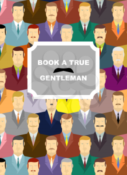 Book a true gentleman. Background for cover of  book. Mens in jackets and ties.

