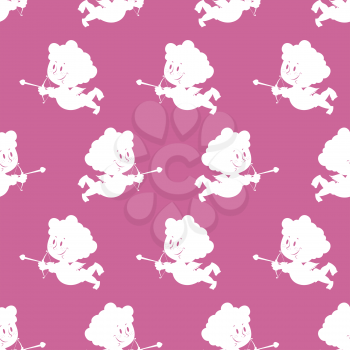 Cupid background. Seamless pattern cute Angel with wings. Ornament for Valentines day. Texture to fabric. Romantic ornament.

