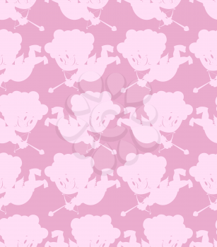 Cupid seamless pattern. Romantic background of little angels. Silhouettes of  lovely angels. Texture for holiday lovers 14 february.
