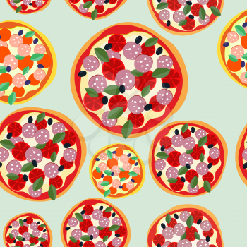 Pizza Italy seamless pattern. Vector background food

