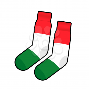 Patriot socks Italy.  Clothing accessory Italian flag. Vector illustration