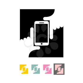Logo Selfie. Hands and phone. Vector illustration
