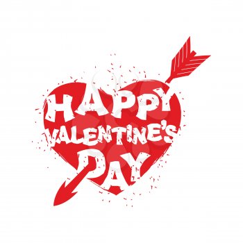 Happy Valentines Day sign. Logo of heart with an arrow. Logo for holiday in February. All day lovers. 14 February.