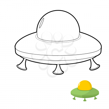 UFO coloring book. Vector illustration of an alien space transport.
