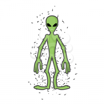 Green alien on a white background. Humanoid space alien. Vector illustration.
